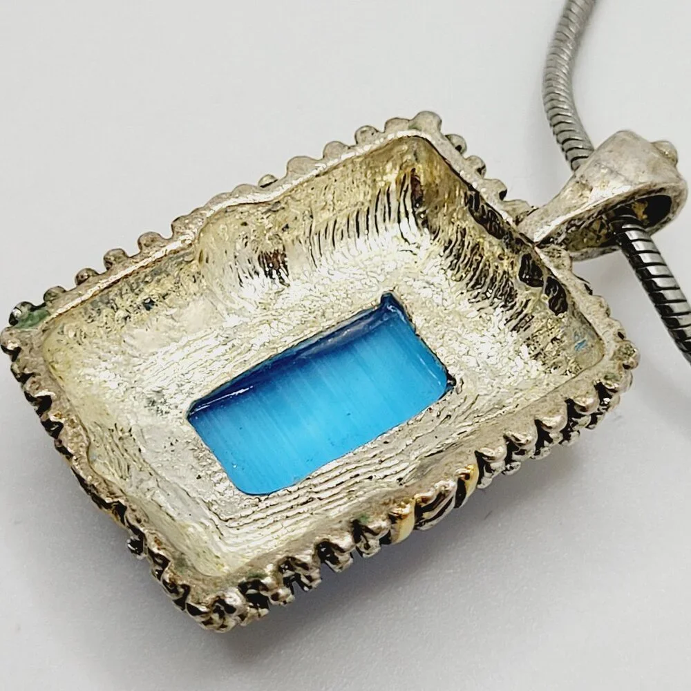 Silver & Gold Tone Pendant Snake Choker Necklace Filigree Gold tone accents - Picture 9 of 9